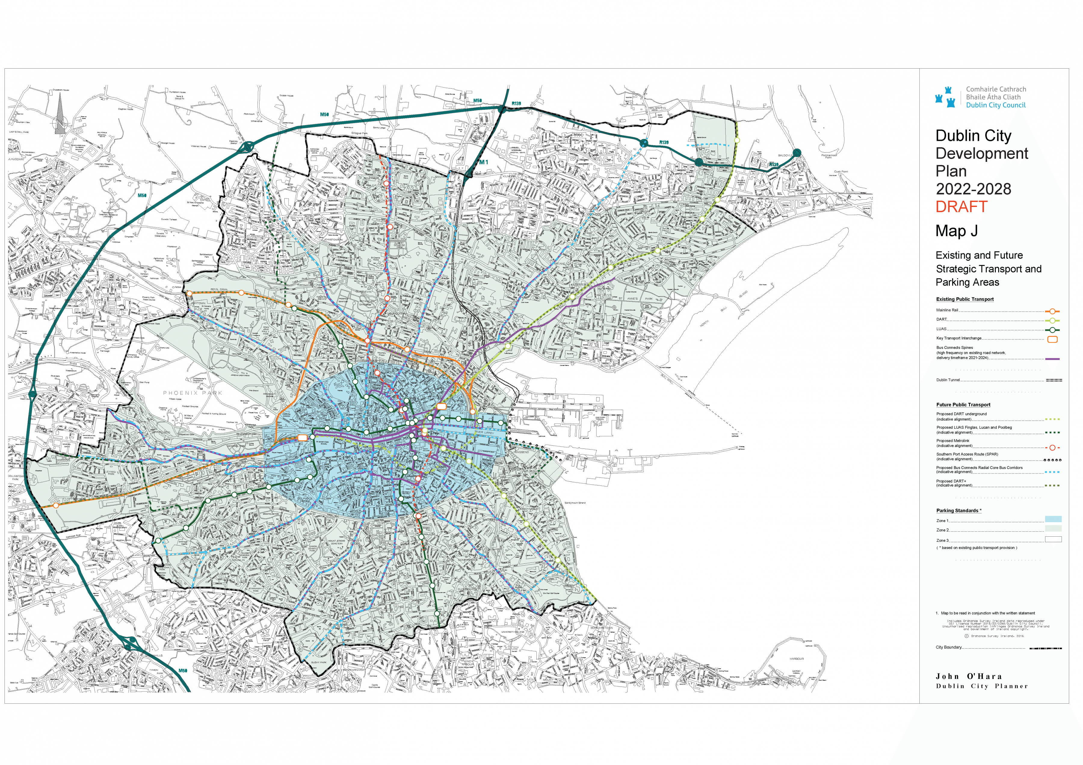 Map J Existing and Future Strategic Transport and Parking Areas
