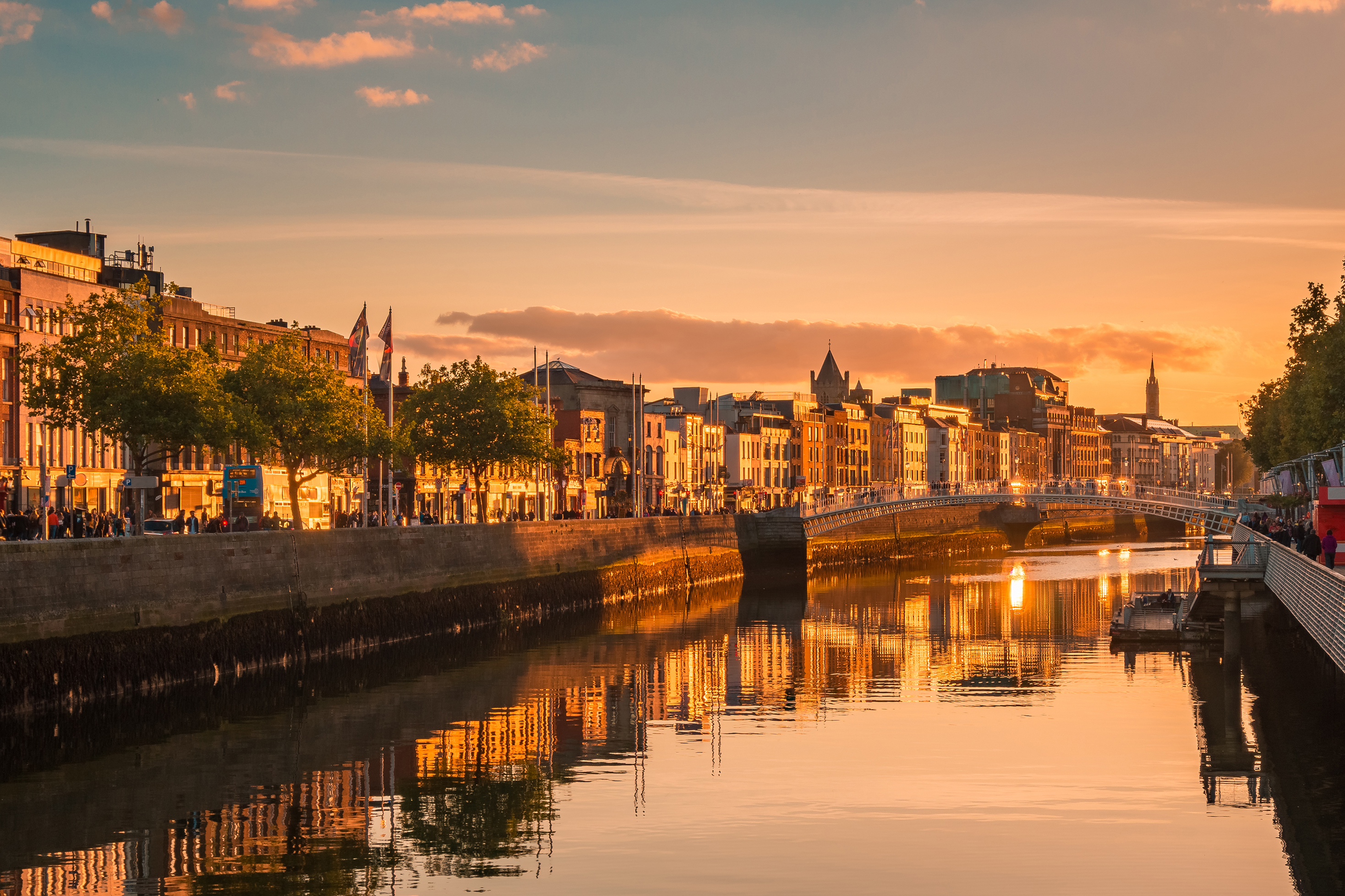 Beautiful golden hour over Dublin City Centre