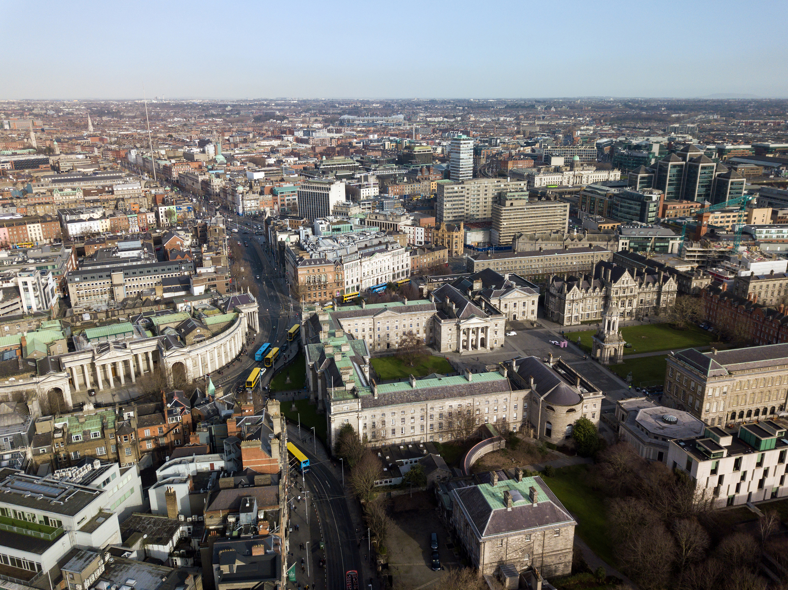 College Green Street and Trinity College aerial view